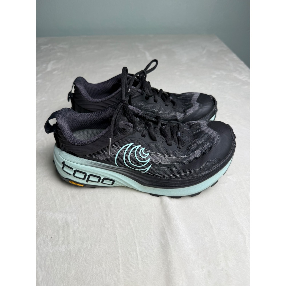 Topo Athletic Vista Trail Running Shoes Black Mint Vibram Women's 7